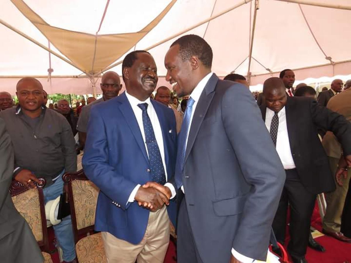 Odm Party Leader Raila Odinga Together With Governor Simba Arati. Photo/Courtesy
