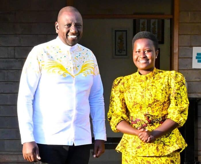 Esther Okenyuri With President William Ruto. Photo/Essy Okenyuri