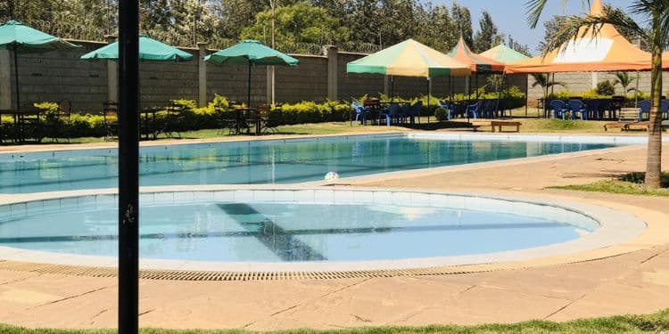 A Swimming Pool Inside The Hotel Lilies That Has Been Advertised For Auction. 