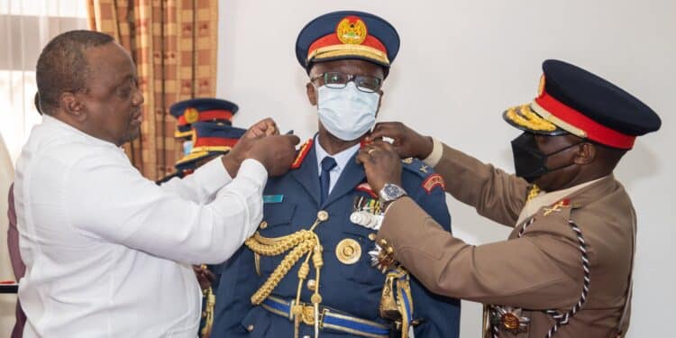 Former President Uhuru Kenyatta With Cdf General Francis Ogolla. Photo/Courtesy.
