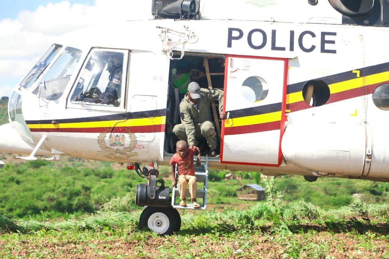 Kenya Police Chopper Saves Child Stranded In Floodwaters