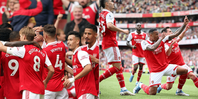 Arsenal Player'S Celebrating A Goal At A Past Match. Photo/ Courtesy