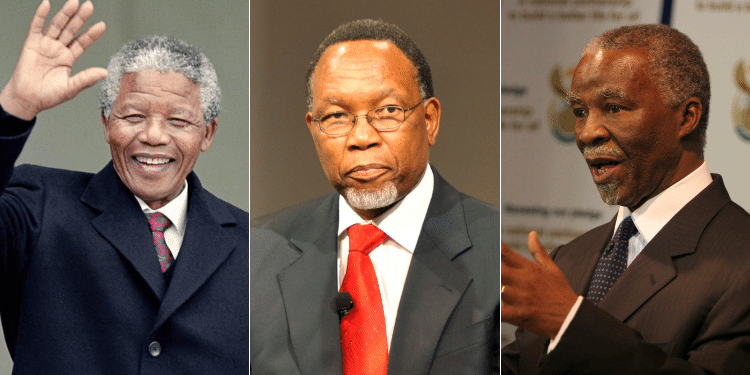 Former South Africa Presidents From Left; Nelson Mandela, Kgalema Petrus Motlanthe And Thambo Mbeki. Photo/Courtesy.