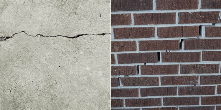 A Collage Of A Hairline Cracked Wall (L) And A Stair-Stepped Cracked Wall. Photo/ Courtesy