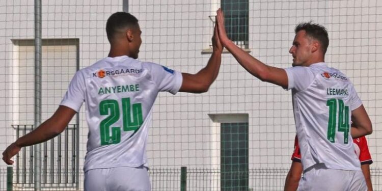 Daniel Anyembe Celebrating A Win With A Teammate. Photo/ Viborg
