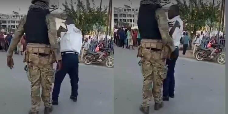 Details Of Kdf, Police Truce Meeting After Uproar Over Fighting Incident A Collage Of Screengrabs Showing Kdf Soldier Assaulting A Security Guard.