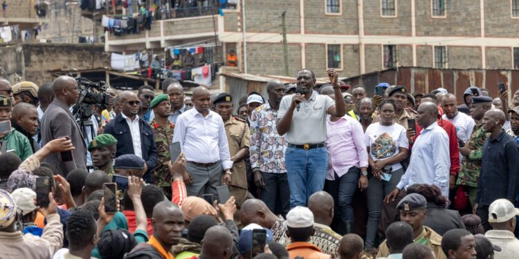 President William Ruto Assessed The Floods Situation In Kiamaiko, Nairobi County. Photo/Pcs.