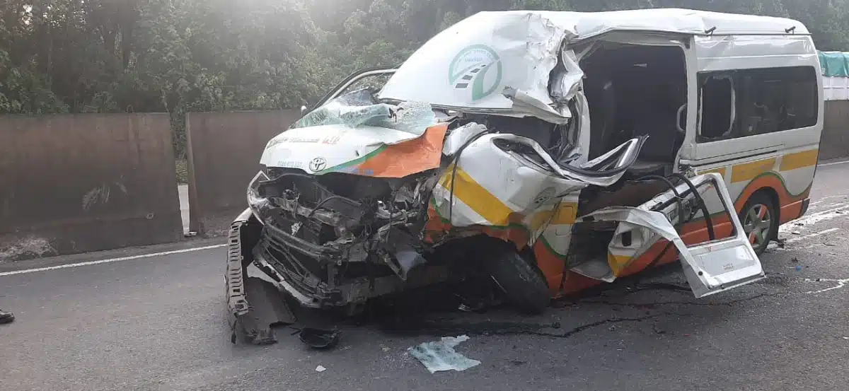 A Wreckage Of Matatu Involved In Molo Accident. Police