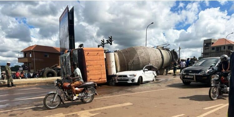 Accident Alert: Concrete Truck Overturns On Vehicle