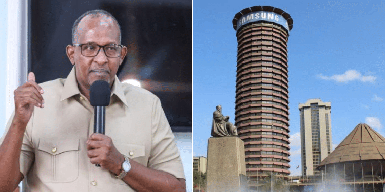 A Collage Of Defence Cs Aden Duale And The Kicc Building. Photo/Courtesy