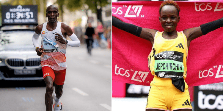 A Collage Of Eliud Kipchoge And Peres Jepchirchir. Photo/ Courtesy