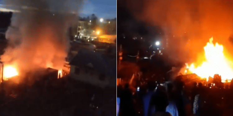 Scenes At Kangemi After Fire Broke Out. Photo/ Screen Grab
