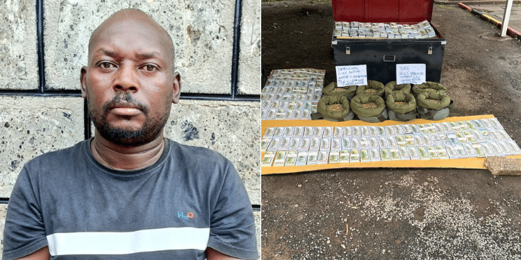 Photo Of The Suspect And Fake Us Currency In A Metal Box. Photo/ Dci