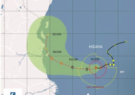 Weather Pattern Showing The Presence Of Tropical Cyclone Hidaya. Photo/ Tma