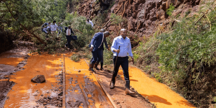 Cs Kindiki During The Risk Assessment And Disaster Risk Mitigation Duty Trip At Kijabe Area. Photo/Kindiki Kithure