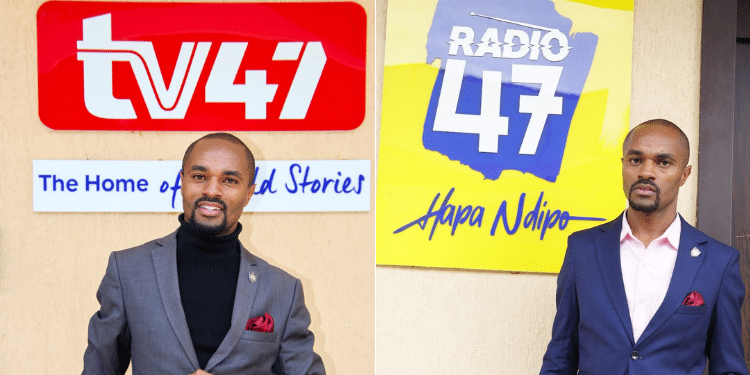 A Photo Collage Of Franklin Wallah At Tv47 And Radio47 Offices. Photo/ Franklin Wallah X.