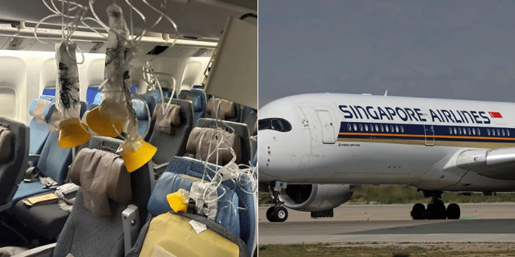 Side To Side Photo Of The Interior Of Singapore Airline Flight Sq321 After The Emergency Landing In Bangkok And A Singapore Airline Plane Photo/Courtesy