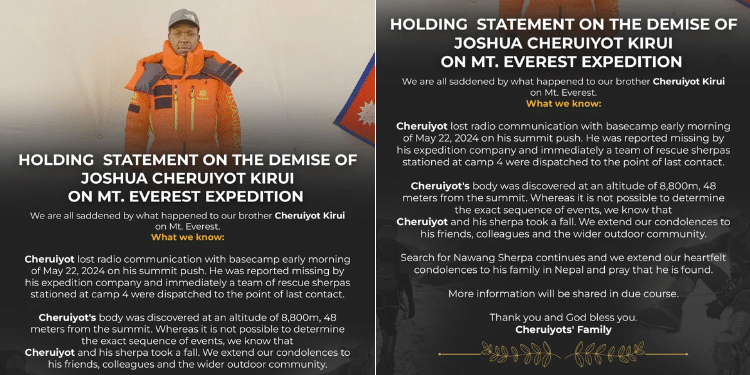 Cheruiyot Kirui: Family Reveals Last Moments At Mt Everest