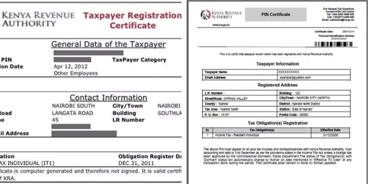 A Photo Collage Of Samples Of Kra Pin Certificates. Photo/Courtesy.