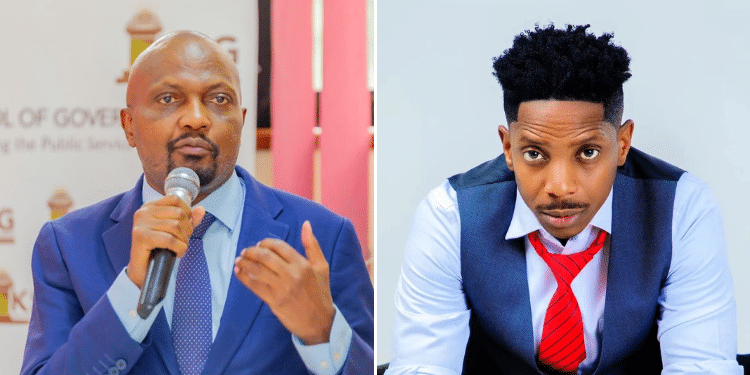 A Collage Of Public Service Cabinet Secretary Moses Kuria And Comedian Eric Omondi.