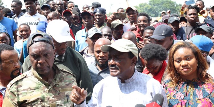 Kalonzo Musyoka And Azimio Leaders In Kamukunji. Photo/Kalonzo