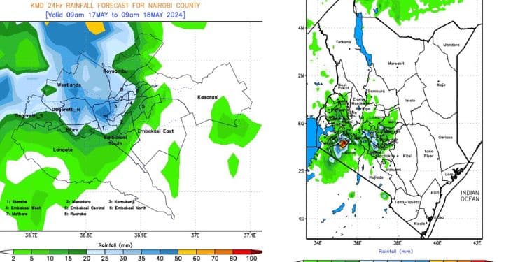 A Collage Of Weather Pattern Illustrations Shared By Kenya Met On Friday, May 17, 2024. 