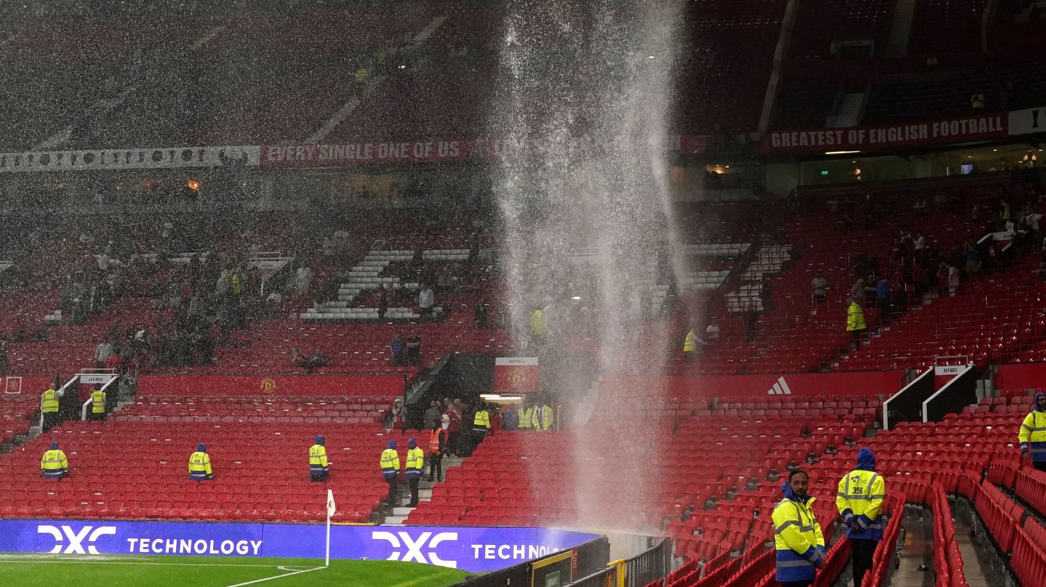 Old Trafford Stadium Leaking. Photo/Courtesy