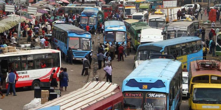 Ntsa Suspends 121 Psv Saccos An Aerial Photo Of A Bus Terminus In Nairobi.