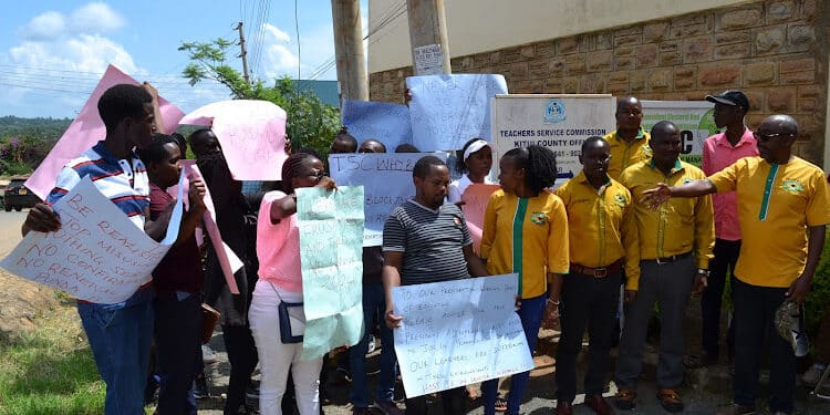 Jss Intern Teachers Striking In Kitui. Photo/Star.