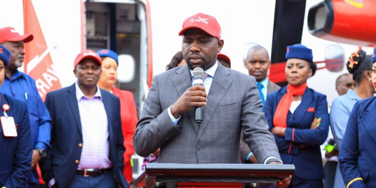 Transport Cabinet Secretary Kipchumba Murkomen During The Launch Of Skyward Express Flights To Migori. Photo/Murkomen X.