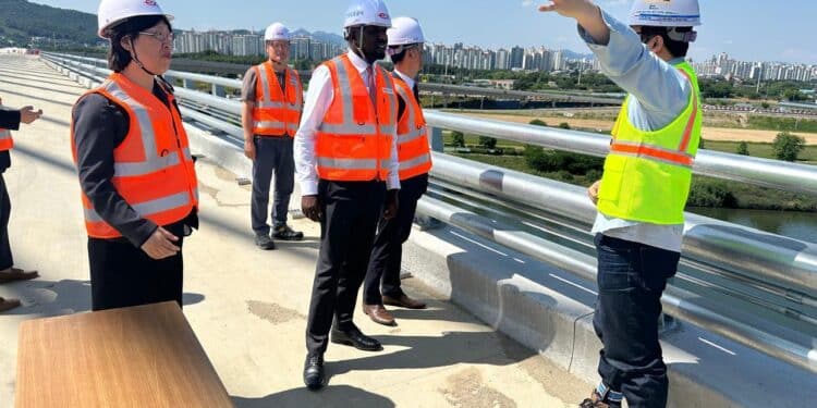Transport Cs Kipchumba Murkomen At The Godeok Grand Bridge In South Korea. Photo/Murkomen X.