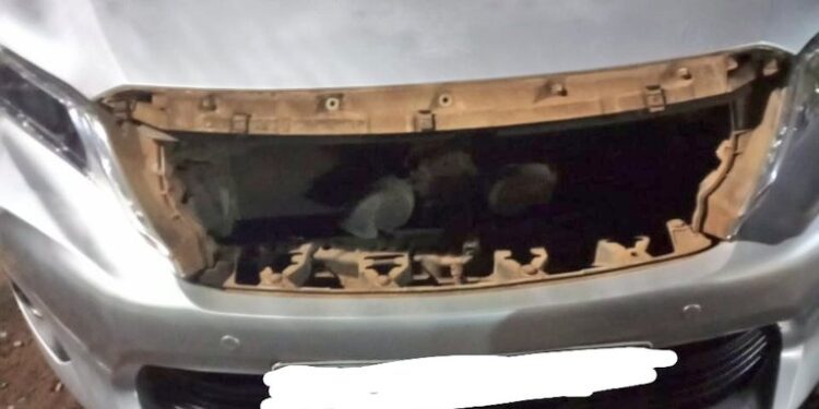 The Toyota Harrier Vandalized By The Suspect. Photo/Dci.