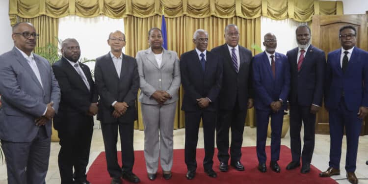 Garry Conille, Fourth From Right, Poses For Photos With Members Of The Transitional Council After His Swearing-In Ceremony As Prime Minister In Port-Au-Prince, Haiti, Monday, June 3, 2024. Photo/ Ap
