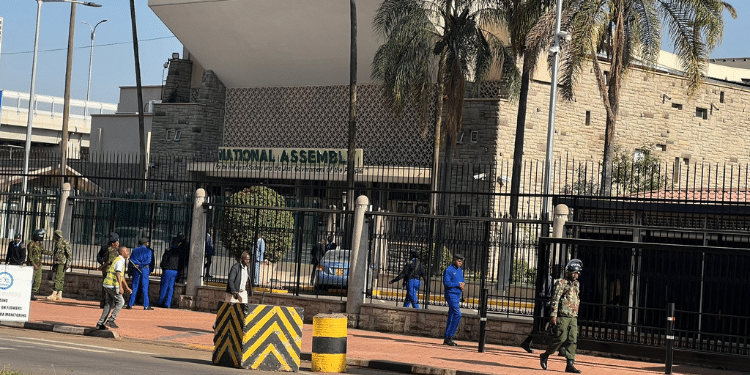 Police Officers Outside Parliament Buildings. Finance Bill...raila