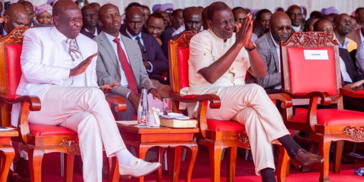 Deputy President Rigathi Gachagua And President William Ruto Attending National Prayers At Nakuru. Photo/ Statehouse