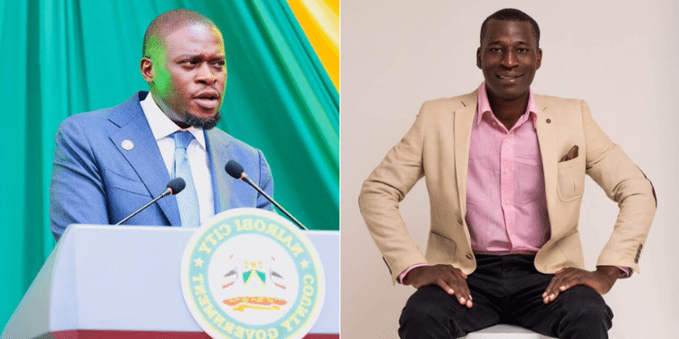 A Collage Of Governor Johnson Sakaja And Blogger Cyprian Nyakundi. Photo