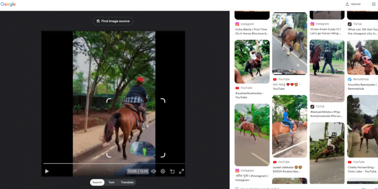 A Screenshot Of The Kenya Times Journalist Using Google Image Search. Photo/Tkt