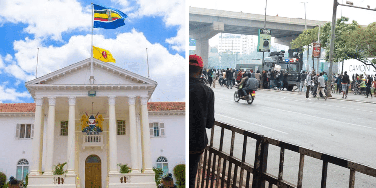 State House &Amp; Other Govt Protected Areas, Penalties For Forceful Entry Side By Side Photo Of State House And Protesters. Photo/Courtesy.