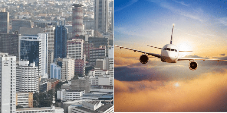 A Photo Collage Of Nairobi Cbd And A Plane. Photo/Courtesy.