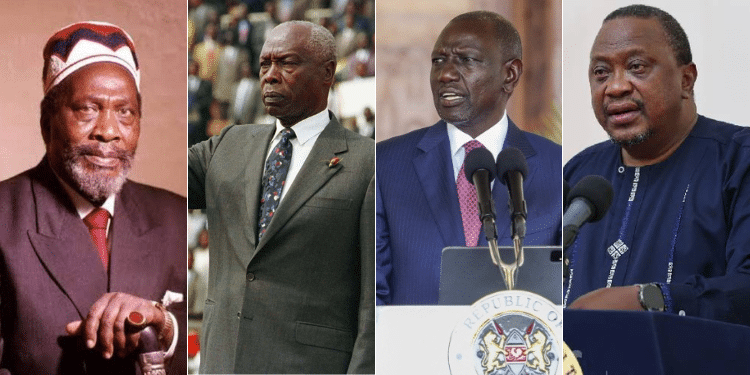 From Left: The Late Jomo Kenyatta, Daniel Moi, President William Ruto And Uhuru Kenyatta. Photo/