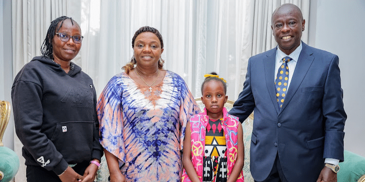 Happy Mother Narrates How Ruto Hired Her Jobless Son Dp Rigathi Gachagua With Second Lady Pastor Dorcas Rigathi With Little Princess Angel And Her Mother Ann Kariuki. Photo\Courtesy