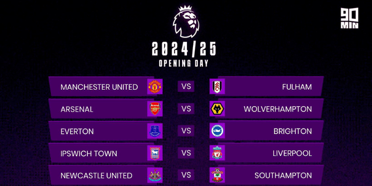 Premier League 2024/25 Fixtures: Teams Top Clubs Will Face On First Matchday Revealed A Screenshot Of Premiere League Fixture. Photo/Courtesy