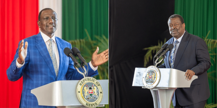 President William Ruto With Prime Cs Musalia Mudavadi During The Anc-Uda Meeting On June 19,