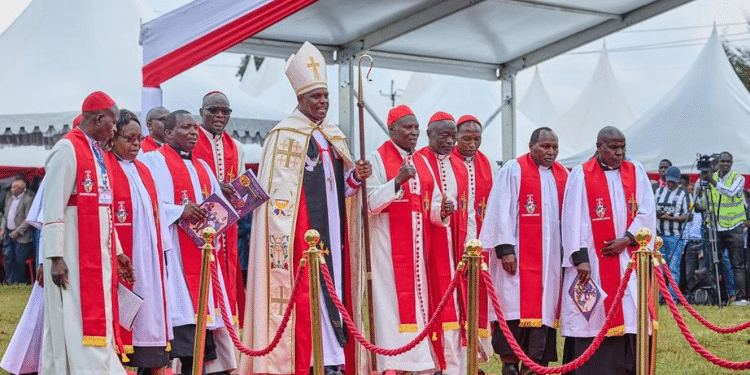 Church - The Most Rev. Dr Jackson Ole Sapit, At The Ack Pro-Cathedral Christ The King Pro-Cathedral In Nyahururu, Laikipia County, For The Concecration And Enthronement Of Rev (Major) Samson Mburu Gachathi. Photo/Gachagua(X)
