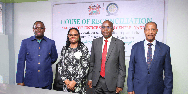 From Left: Apostle John Kimani, Cj Koome, Deputy Governor Of Nakuru, David Kones And Deputy Chief Justice Of Uganda, Justice Richard Buteera. Photo\Courtesy