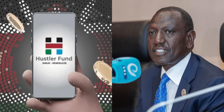 A Side-To-Side Photo Of President William Ruto (Right) And Hustler Fund Logo. Photo/Courtesy