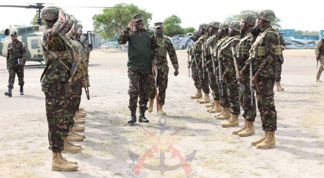 Somali President Hassan Sheikh Mohamud With His Country’s Troops. Photo/Courtesy. 