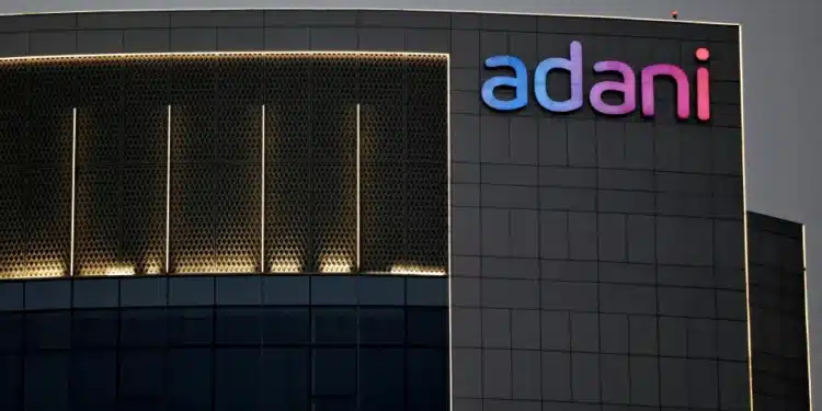 The Logo Of The Adani Group Is Seen On The Facade Of One Of Its Buildings On The Outskirts Of Ahmedabad, India, April 13, 2021. Photo/ Reuters