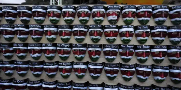 Masks Containing The Names Of The Victims Of The Attack On Garissa University College Are Displayed During A Memorial Concert In Downtown Nairobi On April 14, 2015. Photo/ Afp