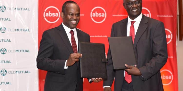 Absa Bank Kenya Md &Amp; Ceo Abdi Mohamed And Old Mutual East Africa Group Ceo Arthur Oginga Officially Launch The Linda Biz Sme Bundled Insurance Solution. Photo/ Absa